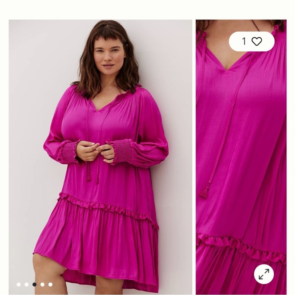 Anthropologie Guilia Tunic Pink Midi Dress